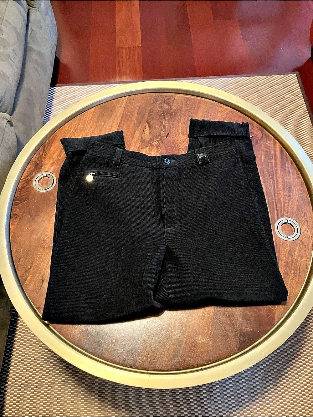 Burberrys Womens Black Corduroy Velvet Vintage trousers pants size 46